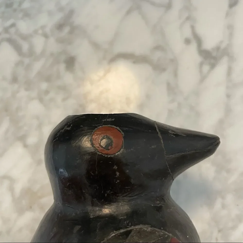 Vintage Oaxaca Negro Mexican Pottery Bird Vase - Picture 5 of 7